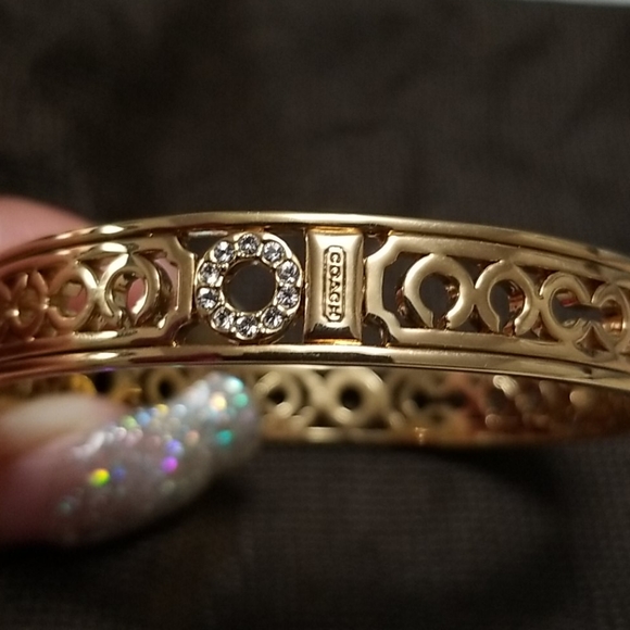 New Gold Coach Bangle with Rhinestones - Picture 3 of 3